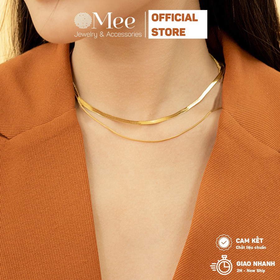 Vòng cổ dẹt trơn MEE 2 tầng cá tính, Sister Two Layer Necklace - N2530