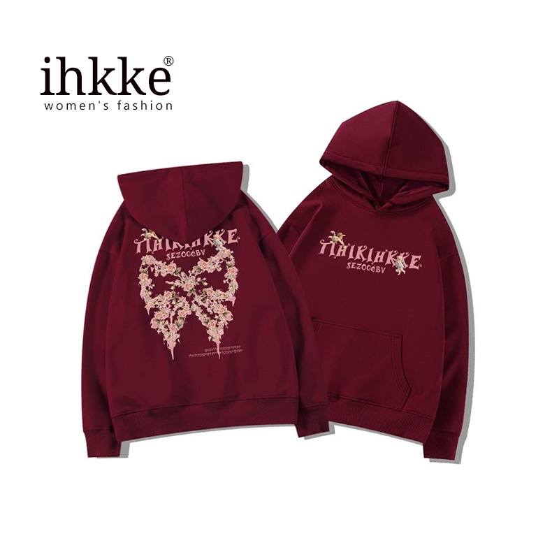 Áo hoodie Ihkke dáng rộng phong cách Hàn Quốc thời trang cho nữ