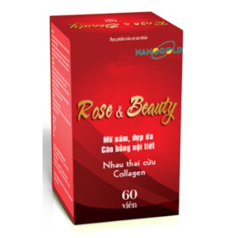 Nhau Thai Cừu COLLAGEN ROSE &amp; BEAUTY Kingphar - Mờ Nám, Đẹp Da, Cân Bằng Nội Tiết Tố Hộp 60 Viên