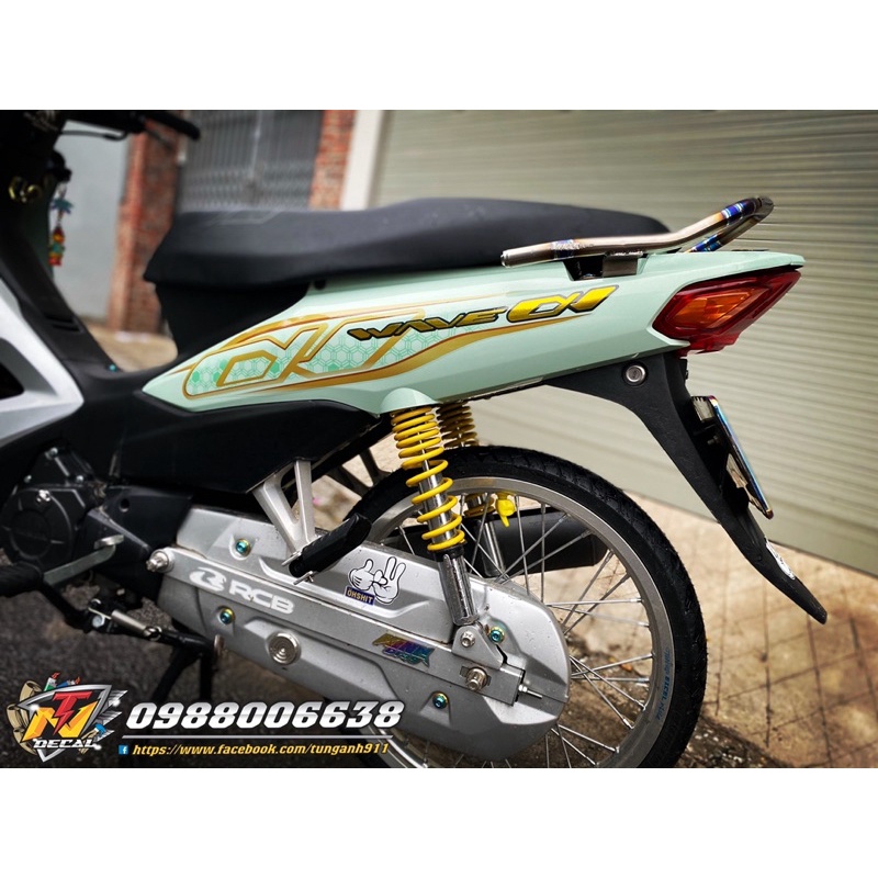 Tem rời xe wave alpha xanh cốm ghép crom