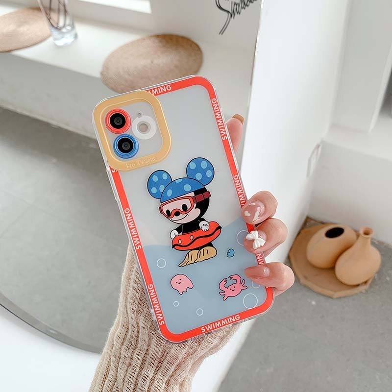 iPhone Case Casing Swimming Mouse For iPhone7 8 11 12 Pro Max Plus X XS XR XSMAX Dust Shock Dirt Resistant TPU Silicon Soft Case Cover Skins AISMALLNUT