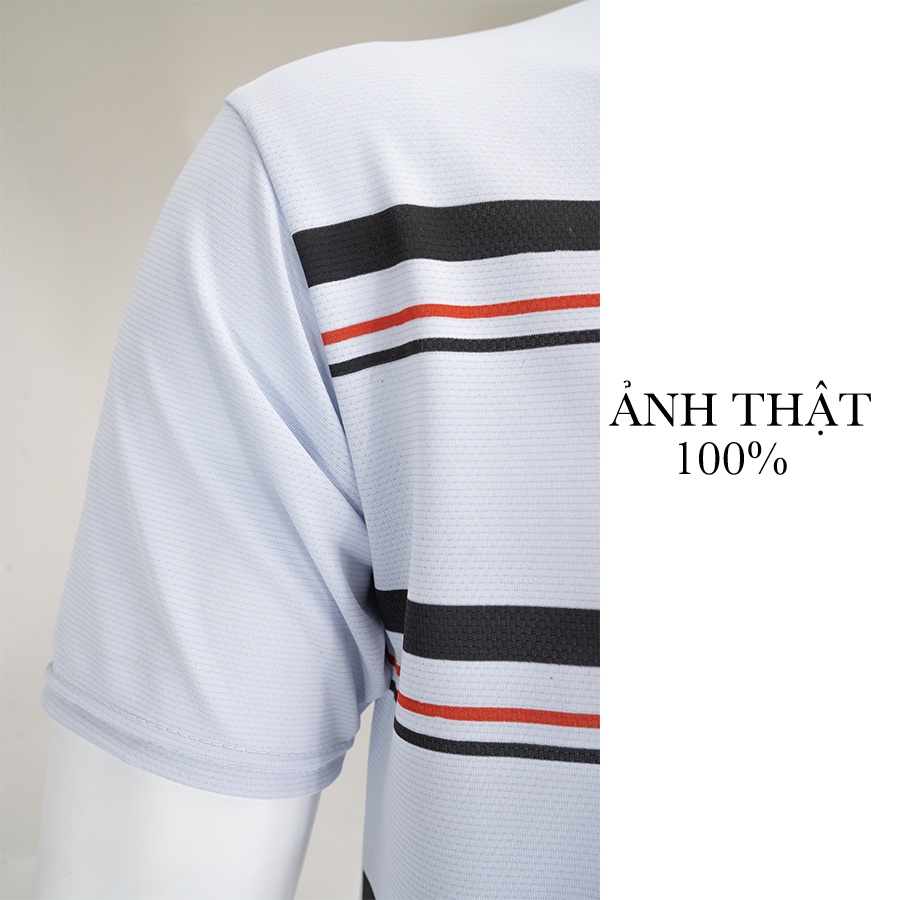 Áo phông nam trung niên tay ngắn polo có cổ form rộng cotton đẹp SỌC NGANG FF19U