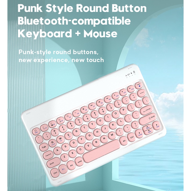 NIXXOS Set bàn phím + chuột không dây bluetooth nút hình tròn nhỏ gọn dễ mang theo cho iOS Android PC laptop tablet