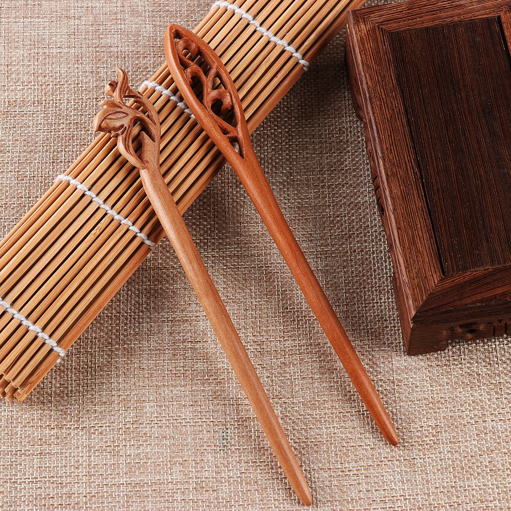 Trâm Cài Tóc Bằng Gỗ Đào Chạm Khắc Thủ Công Thời Trang Cho Nữ