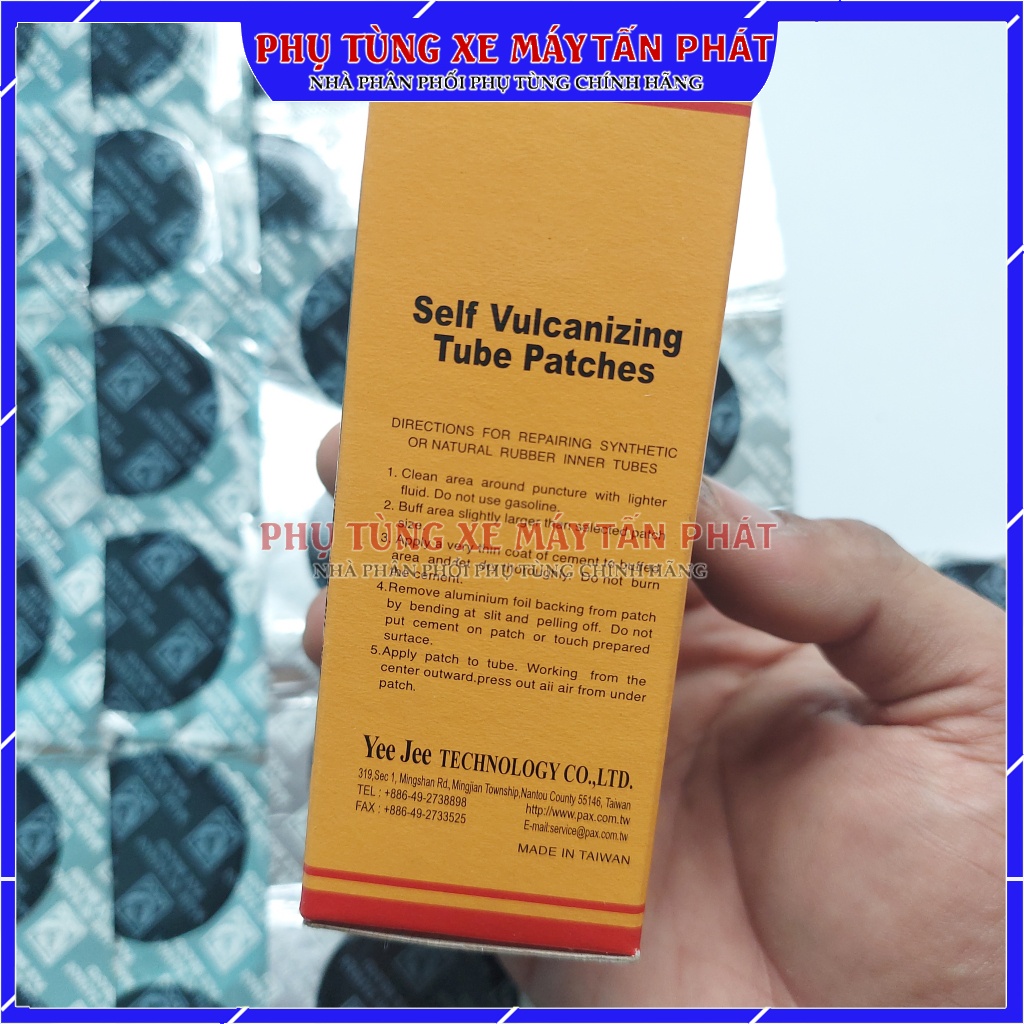 Hộp 50 miếng Tròn 42mm Chuyên Vá Vỏ - Ruột Xe Máy Ô tô Xe Hơi Lốp Không Ruột Chính Hãng Tawan - Đài Loan