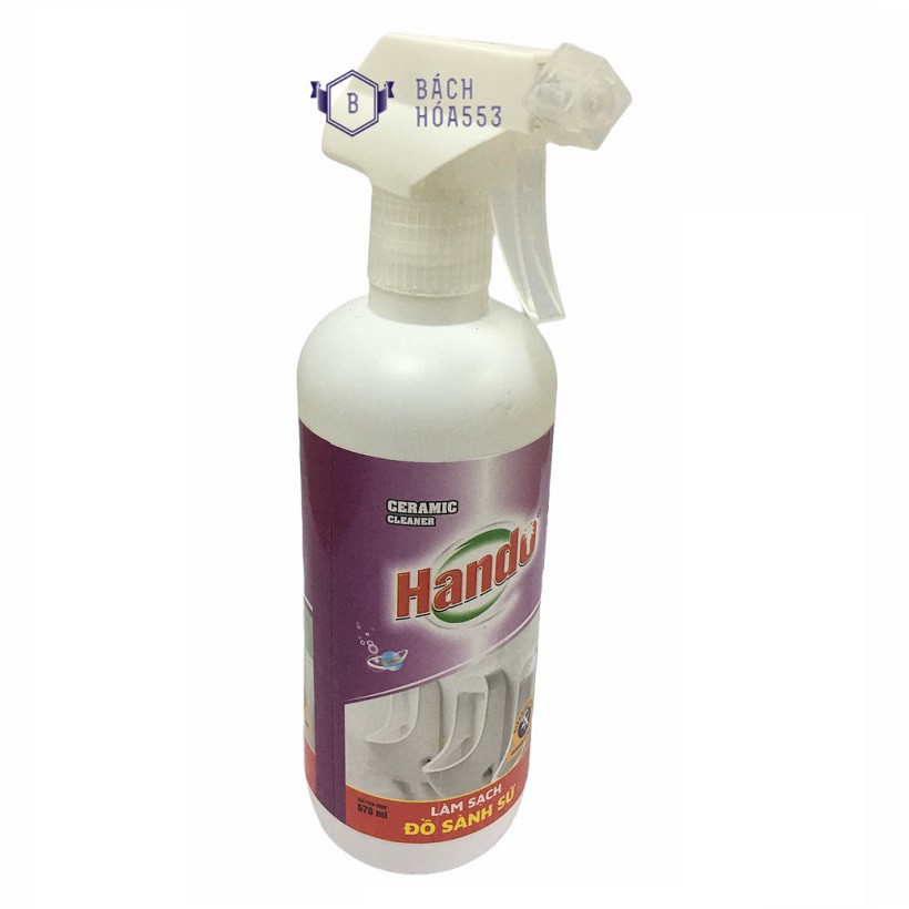 Chai xịt tẩy vệ sinh làm sạch đồ sành sứ Hando 570ml - Làm sạch nhanh bồn cầu, bồn tắm, chậu rửa bằng sứ