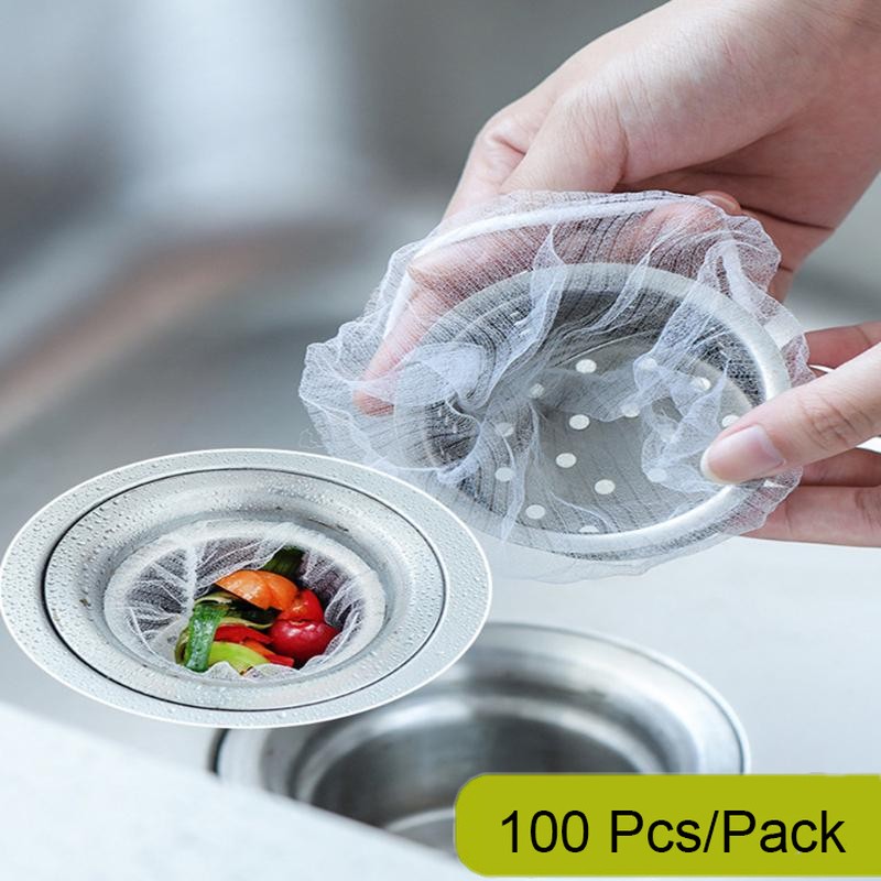 Set 100 miếng lọc cặn rác chống nghẹt bồn rửa chén