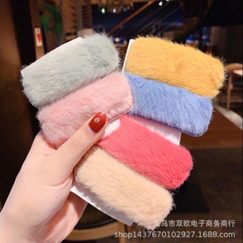Kẹp tóc lông mịn nhiều màu ngọt ngào phong cách hàn quốc
