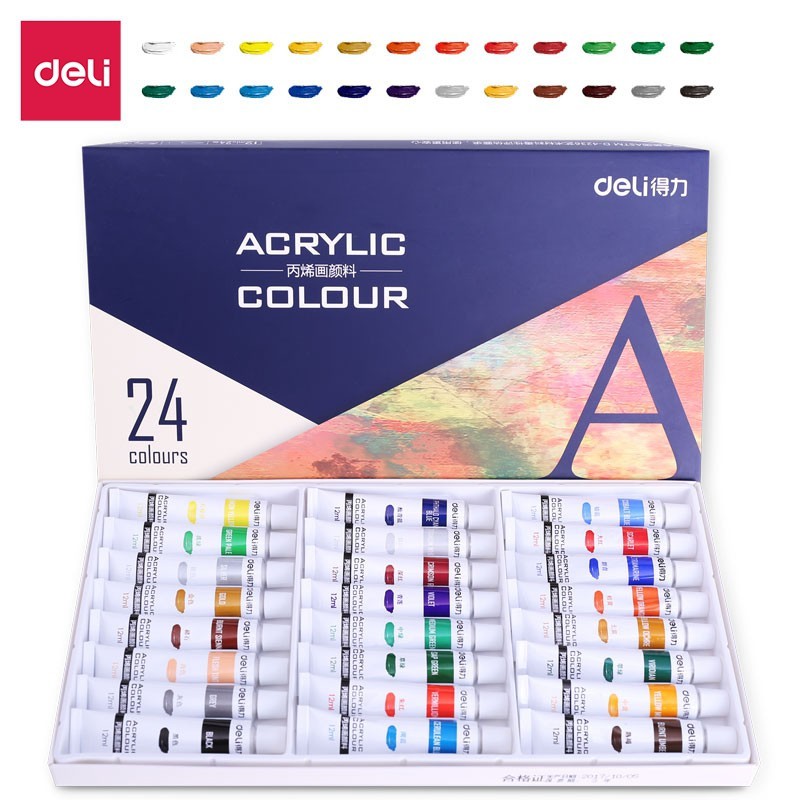 MÀU ACRYLIC TUÝP 12ML DELI BỘ 12/18/24 MÀU