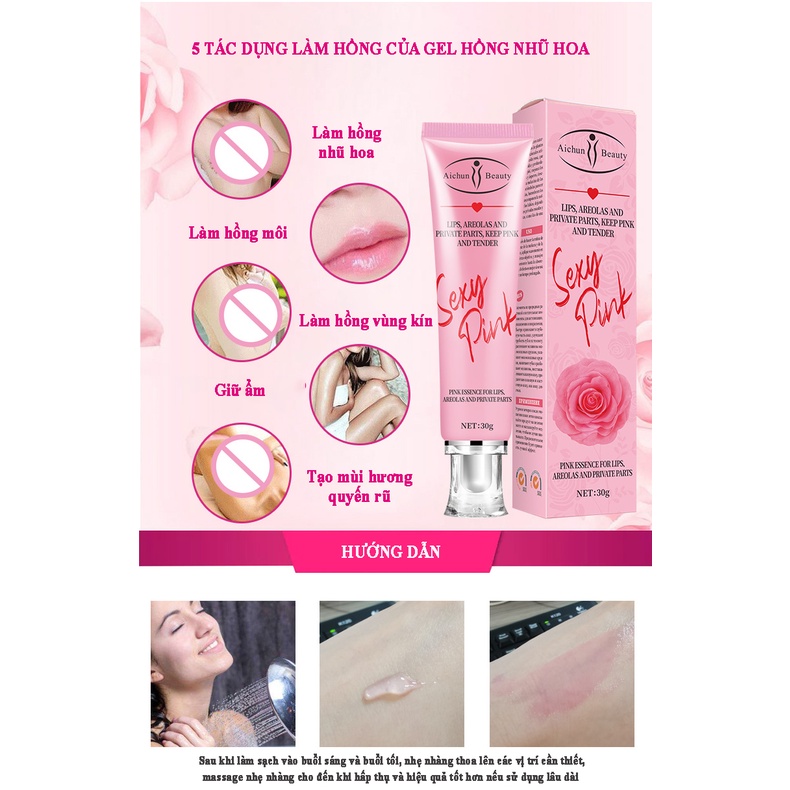 Gel dưỡng làm hồng môi, nhũ hoa,vùng kín Sexy Pink Aichun Beauty 30g