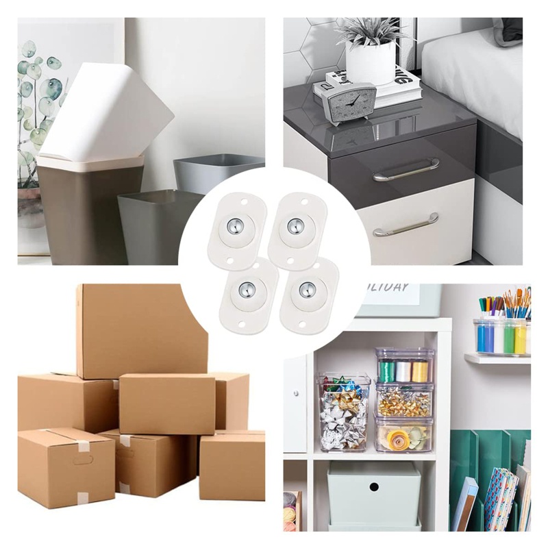 Set 4 Bánh Xe Mini Xoay 360 Độ Chuyên Dụng° Hộp Đựng Đồ Nội Thất Bằng Thép Có Con Lăn Tiện Dụng