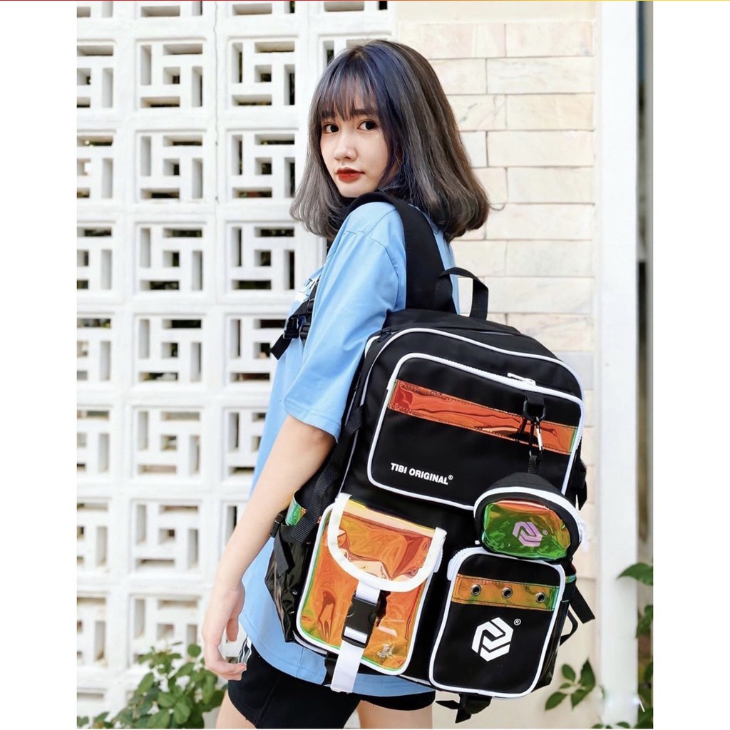 Balo Đi Học Thời Trang tibi Ulzzang Basic Nhiều Ngăn, Balo Tibi Nam Nữ Đi Chơi Chống Nướ