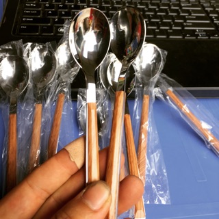Combo 5 thìa inox sin cán gỗ