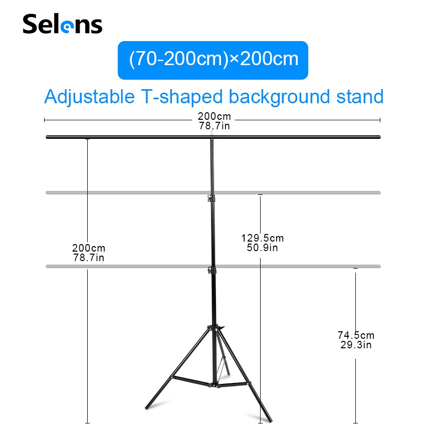 Giá đỡ phông nền chụp ảnh SELENS kiểu chữ T bằng kim loại tiện lợi