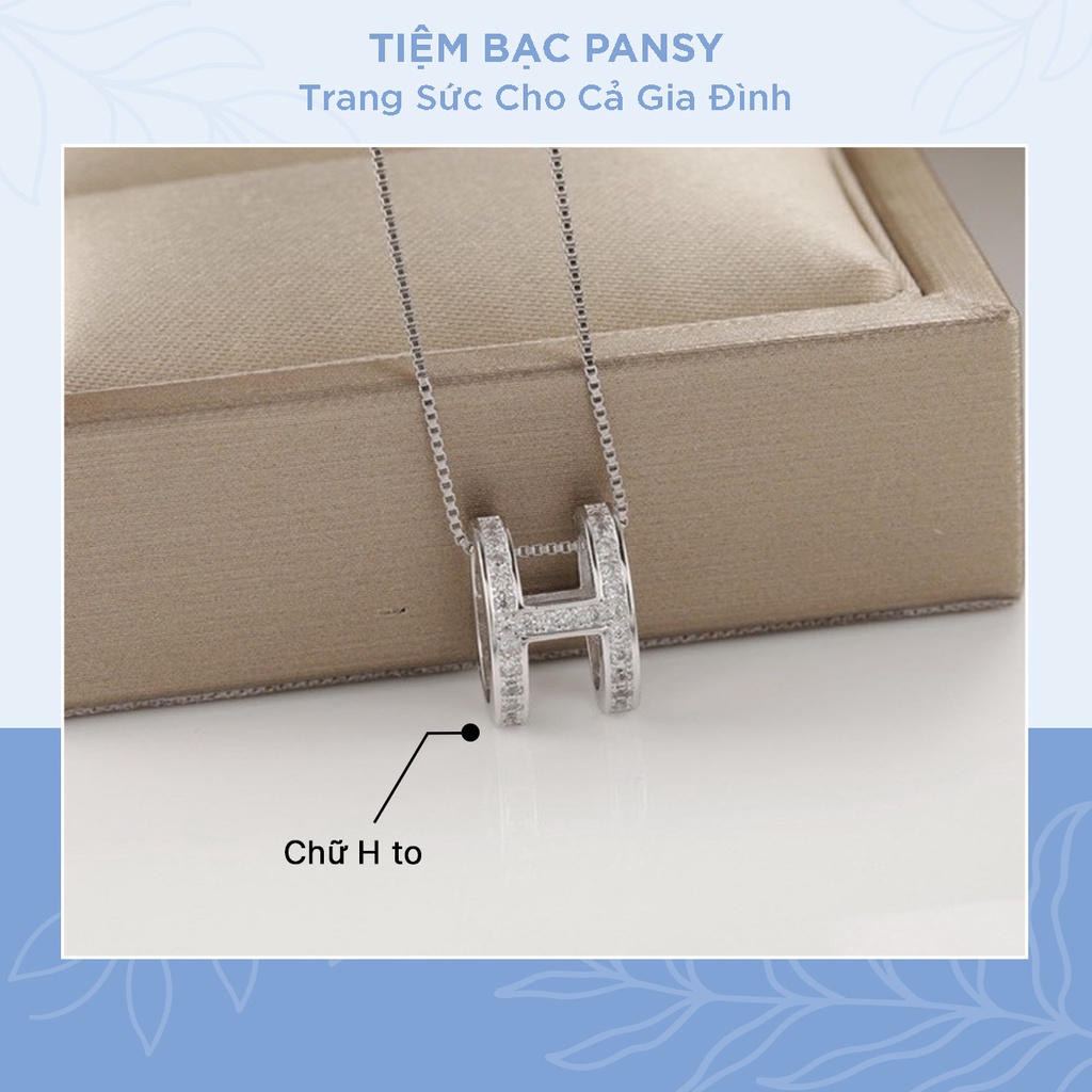 Dây chuyền bạc nữ PANSY mặt hình chữ H thời trang, vòng cổ kí hiệu chữ H đơn giản bằng bạc thật