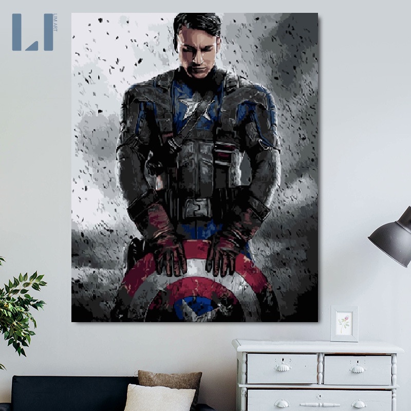 Tranh tô màu theo số Captain America - Tranh sơn dầu số hóa có khung LIM Art T746