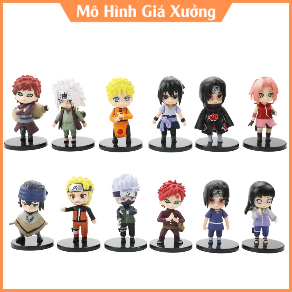 Mô hình Naruto chibi bán lẻ 12 nhân vật Naruto Sasuke Sakura Gaara Itachi Kakashi Hinata Jiraira ... Figure Anime Naruto