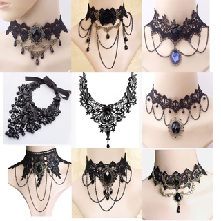 Bộ 9 vòng cổ Choker đính đá đen sang trọng MiNa328