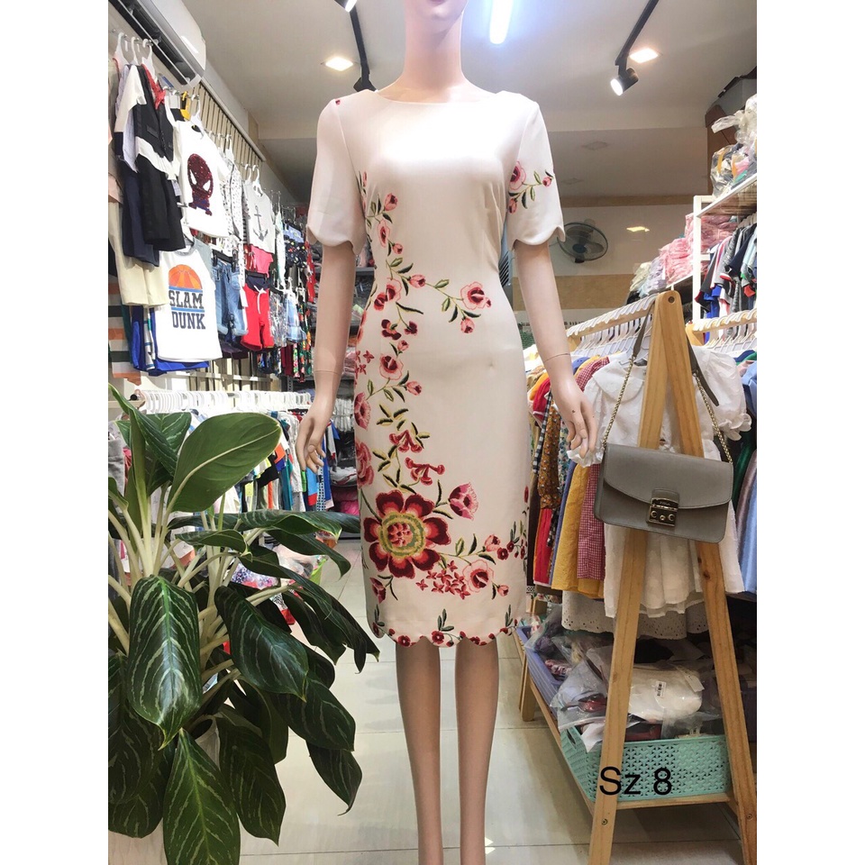 Đầm nữ xuất dư hoạ tiết hoa 2
