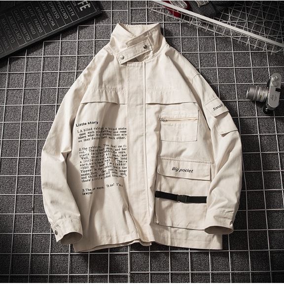 Áo Khoác Kaki Nam Túi Hộp Phối Chữ Thời Trang Hàn 2 màu | BigBuy360 - bigbuy360.vn