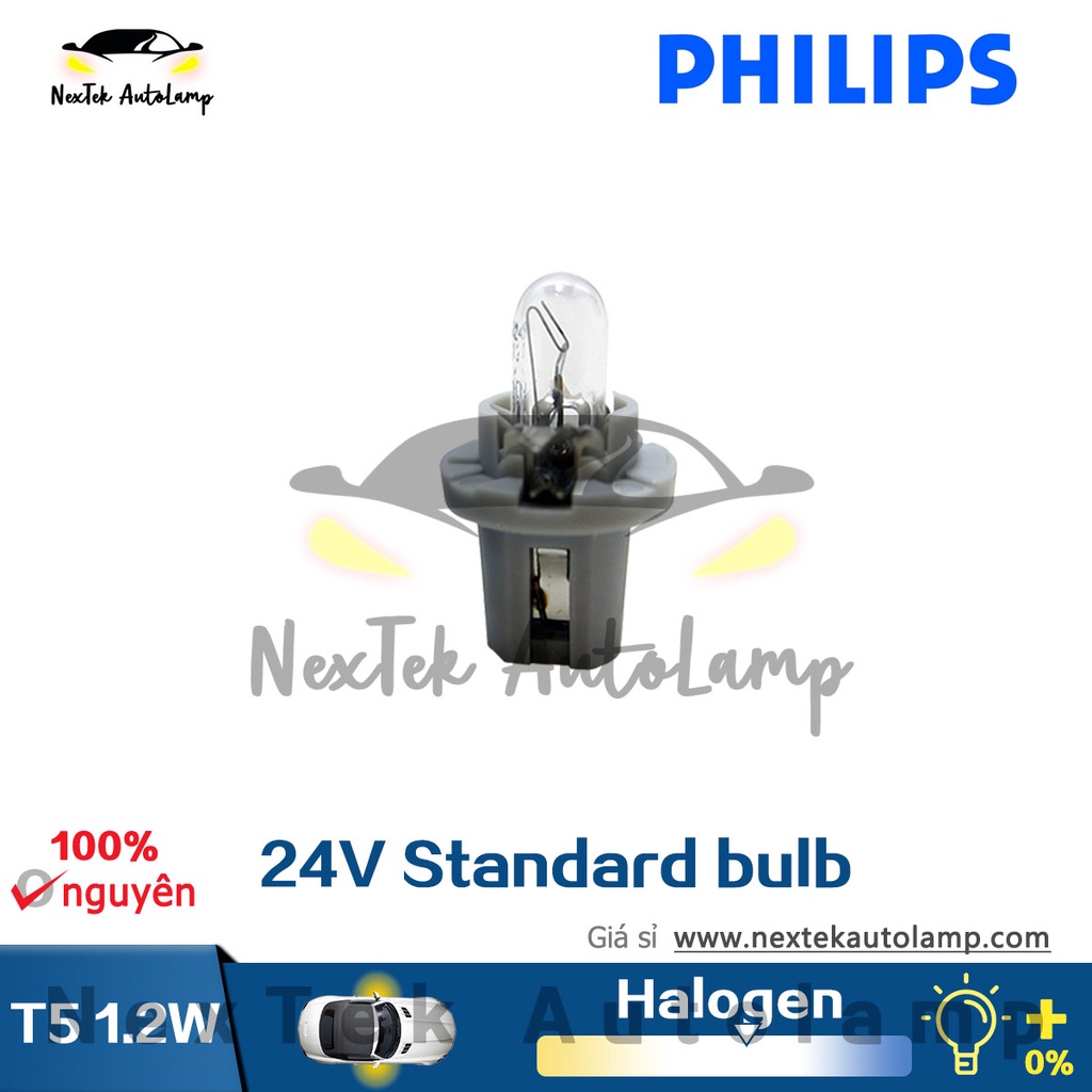 Philips T5 1.2W 13598 24V BAX8.5d Đèn Nội Thất Tiêu Chuẩn Đèn Tín Hiệu Gốc Đèn Chiếu Sáng ô Tô Xe Buýt & Xe Tải(1 bóng đèn)