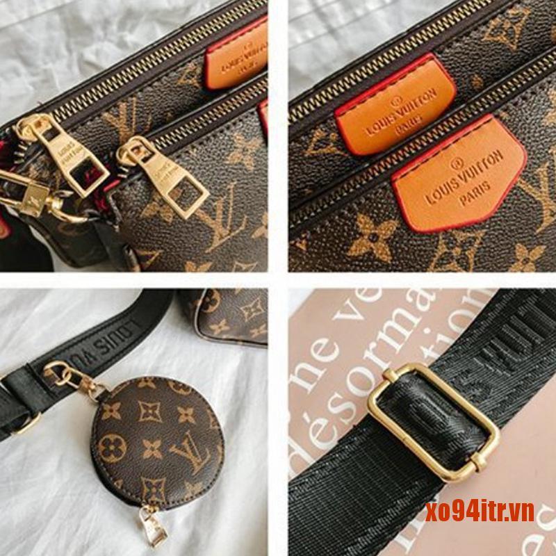 XOITR  Fashion Brand Designer Bag 3-IN-1 Messenger Handbag Leather Floar Crossbod