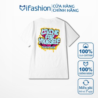 Áo thun tay lỡ iFashion 100% cotton dáng unisex form rộng in living for yourself thumbnail