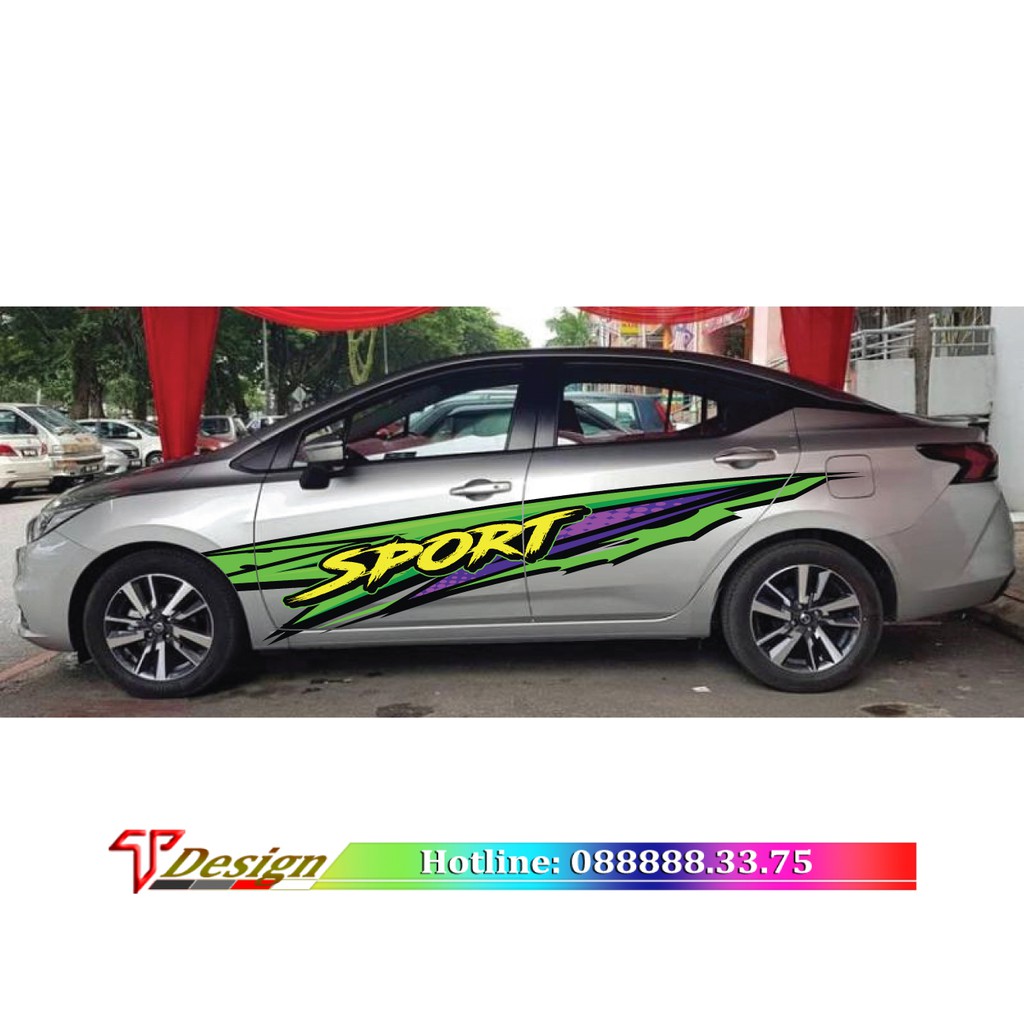 Mẫu tem xe mới nhất, tem xe design, tem xe chữ SPORT WRAP69