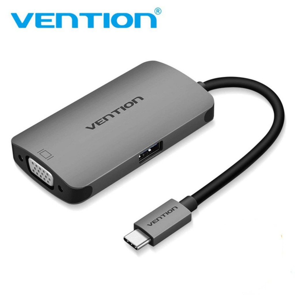 Cáp chuyển đổi Type-C ra VGA/USB3.0/Type-C PD Vention CGJHA - BEN