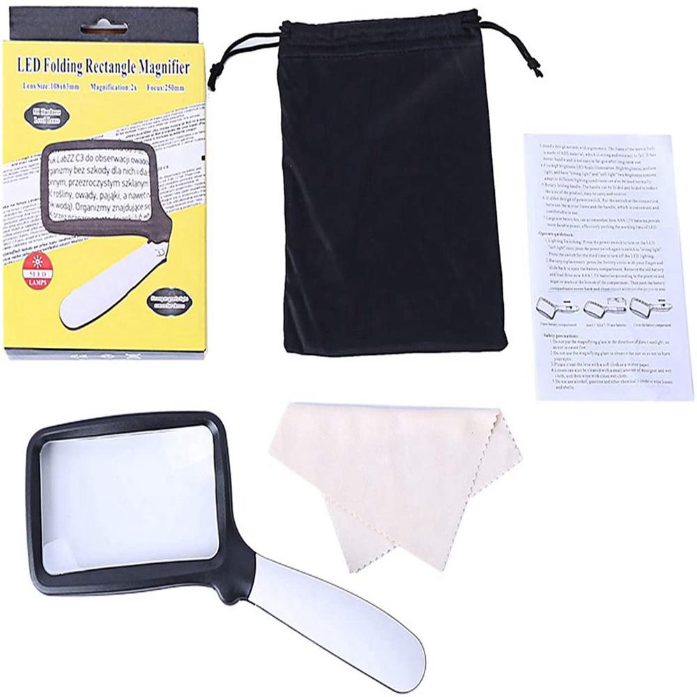 Kính Lúp Phóng Đại 2 Lần Có Đèn Led Hỗ Trợ Đọc Sách / Làm Đồ Trang Sức