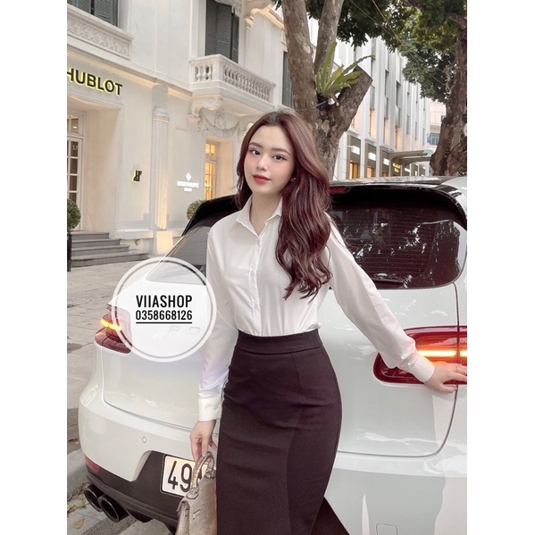 (Size 40 - 70Kg) Áo Sơ Mi Nữ Trắng Dài Tay Cổ Đức Chất Đẹp Không Nhăn