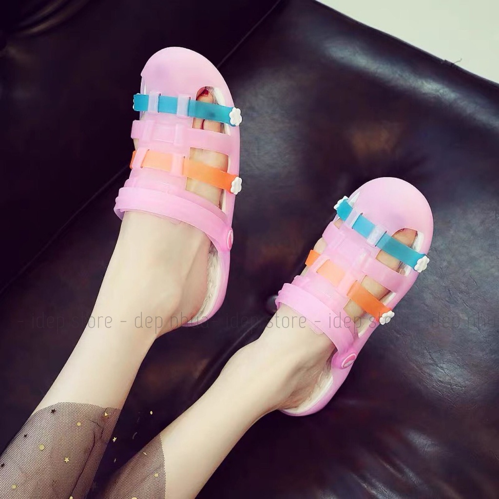 Giày sandal nhựa dẻo chiến binh đan lưới đi mưa cao 4cm chất EVA siêu nhẹ Maipy GL044