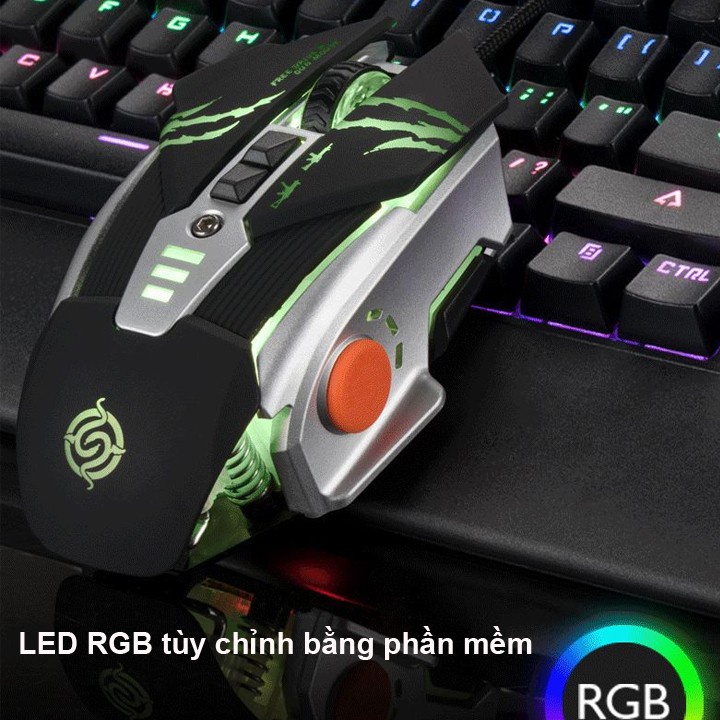 Chuột gaming cao cấp K-Snake G0 led đa màu - tích hợp switch tăng giảm độ nặng (đen) Nhất Tín Computer