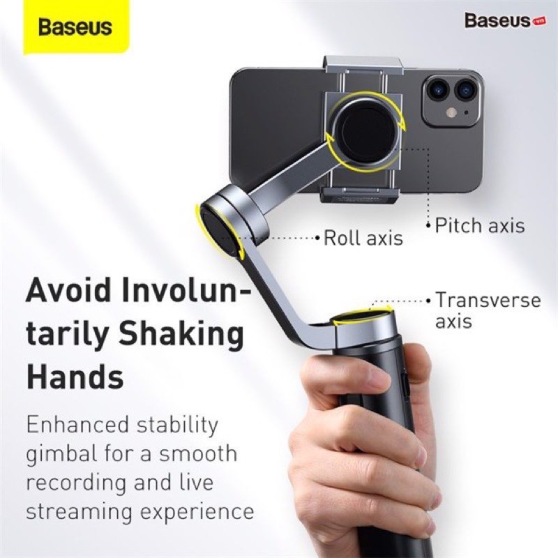 Tay cầm chống rung Baseus Control Smartphone Handheld Folding Gimbal Stabilizer