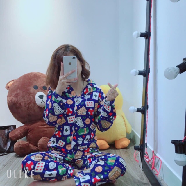 Đồ bộ pijama kate thái loại 1 tay dài quần dài mặc nhà