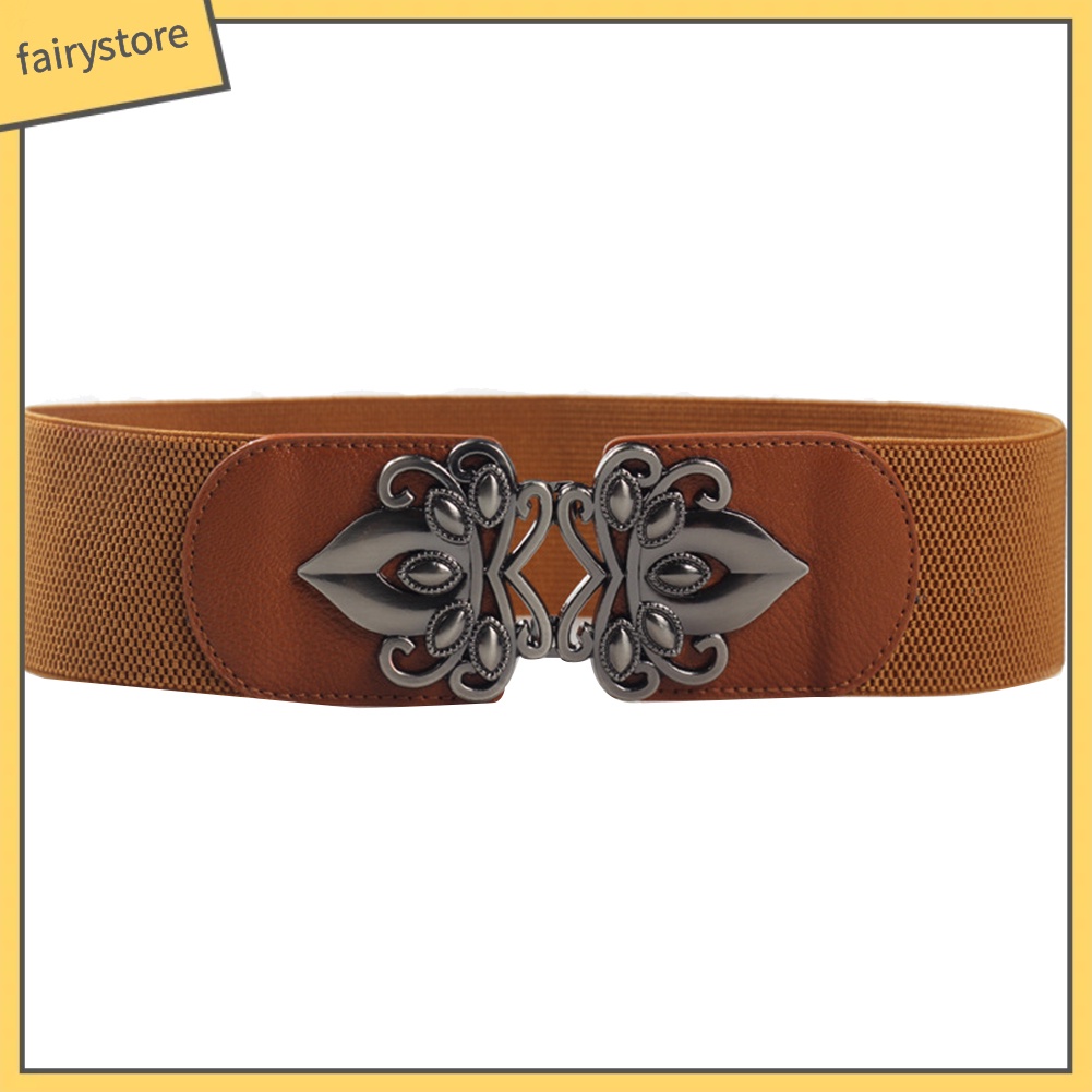 Dây thắt lưng da giả khóa cài kim loại thiết kế hoa phong cách vintage thời trang dành cho nữ