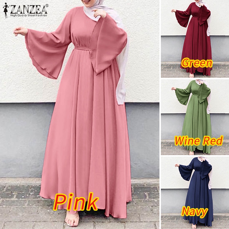 Zanzea Đầm Chữ A Tay Dài Màu Trơn Phong Cách Đường Phố Thời Trang Cho Nữ