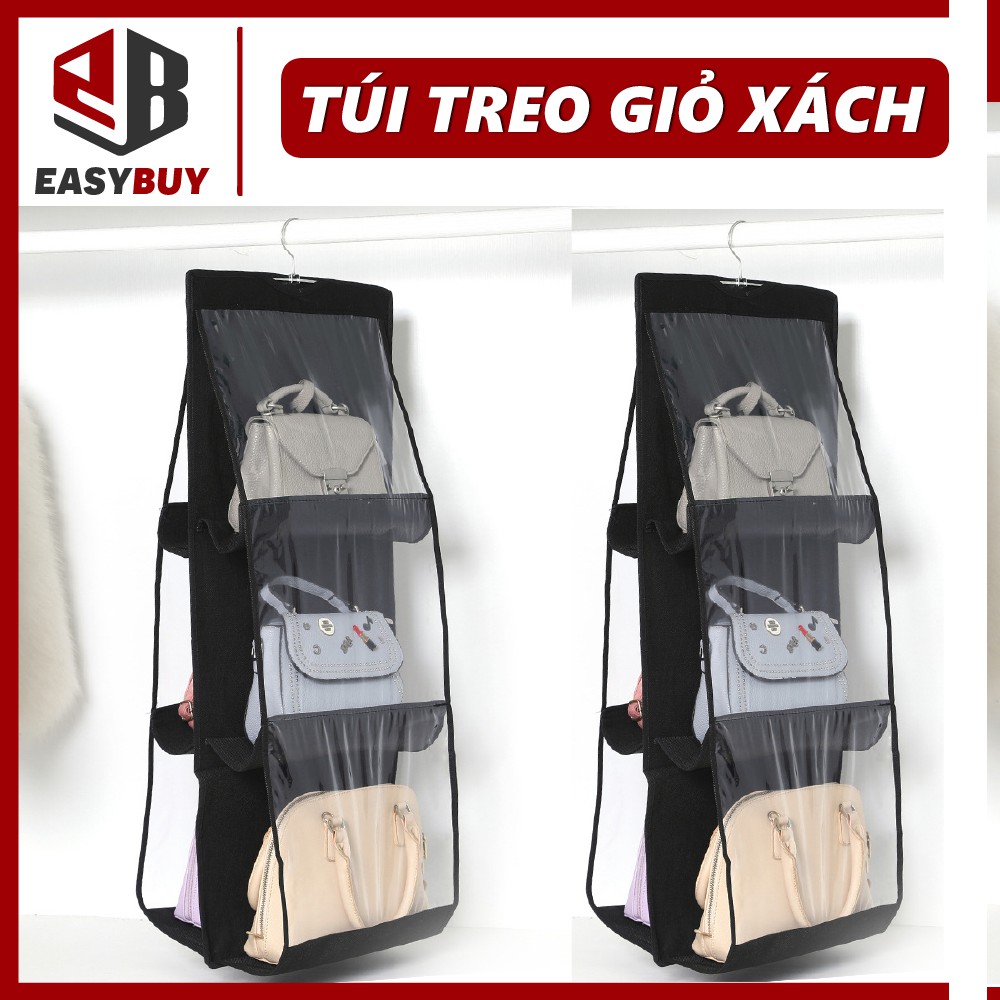 [90x35cm] Giá treo, Túi treo giỏ xách 6 ngăn đa năng cao cấp chắn bụi tiện dụng