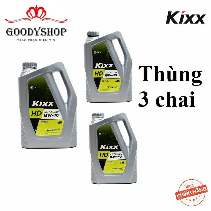 <Cao cấp>Combo 3 can Dầu động cơ Kixx HD CF-4 15W/40 chất lượng cao 6L - Dầu bán tổng hợp