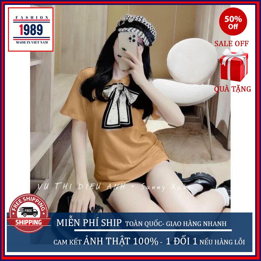 ( Video FREESHIP) áo phông nữ KÈM KHĂN LỤA ,ÁO PHÔNG NỮ UNISEX, ÁO DÁNG RỘNG ULZZANG,style hàn quốc thời trang 1989