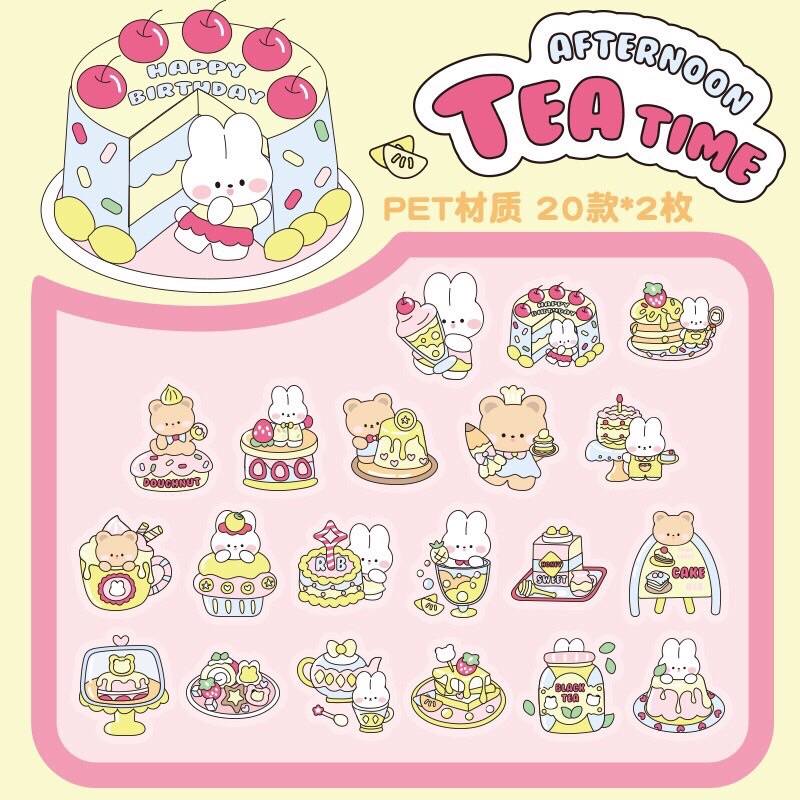 Set 40 miếng Sticker hình RosyPosy nhãn dãn Tem DIY trang trí siêu sute đáng yêu Bistore BS002