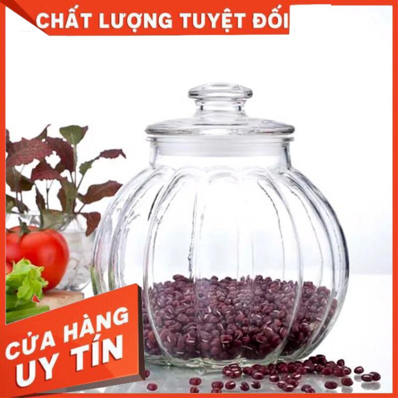 Lọ Hũ Thủy Tinh Trái Bí 1900ML Đựng Gia Vị