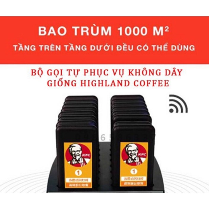 VT816 - Bộ 16 thẻ rung tự phục vụ khi đồ ăn làm xong CAFE TRÀ SỮA Highlands Coffee, TMORE, Ding Tea, Bụi Phố, Anh 1975