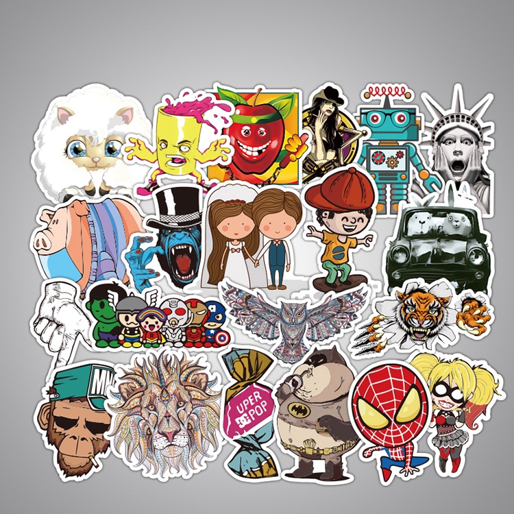 50 nhãn dán graffiti hoạt hình cổ điển trang trí xe máy/ ô tô/vali/laptop/ván trượt