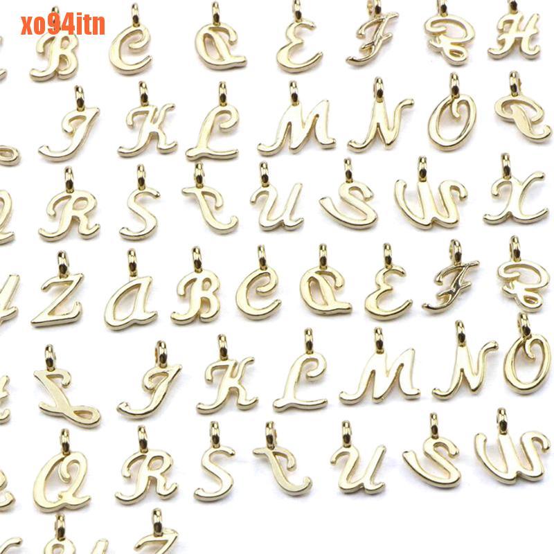 CHARMS Bộ 26 Mặt Dây Chuyền Hình Chữ Cái A-Z Màu Vàng