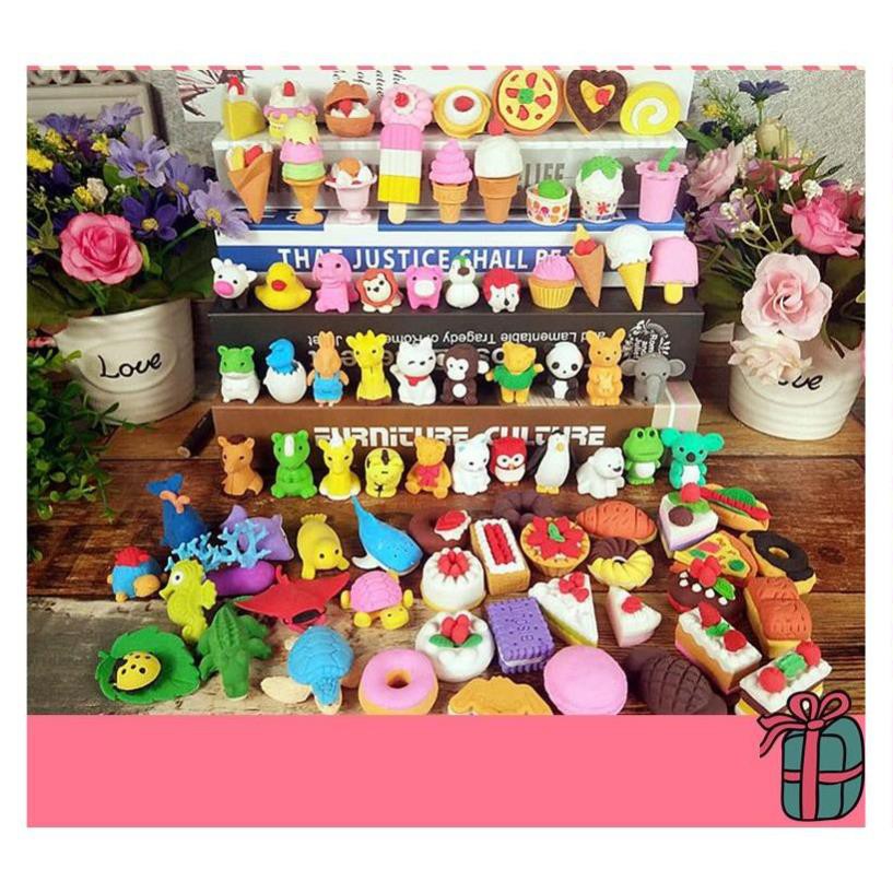 Combo Gôm tẩy chì siêu cute- hình thú, hoa quả, mặt cười- giao ngẫu nhiên