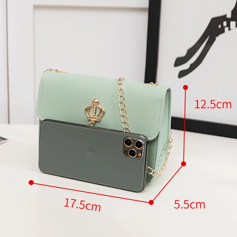 Túi xách nữ, túi xách đeo chéo dây xích khoá vương miện túi hộp 1 ngăn trẻ trung nhẹ nhàng