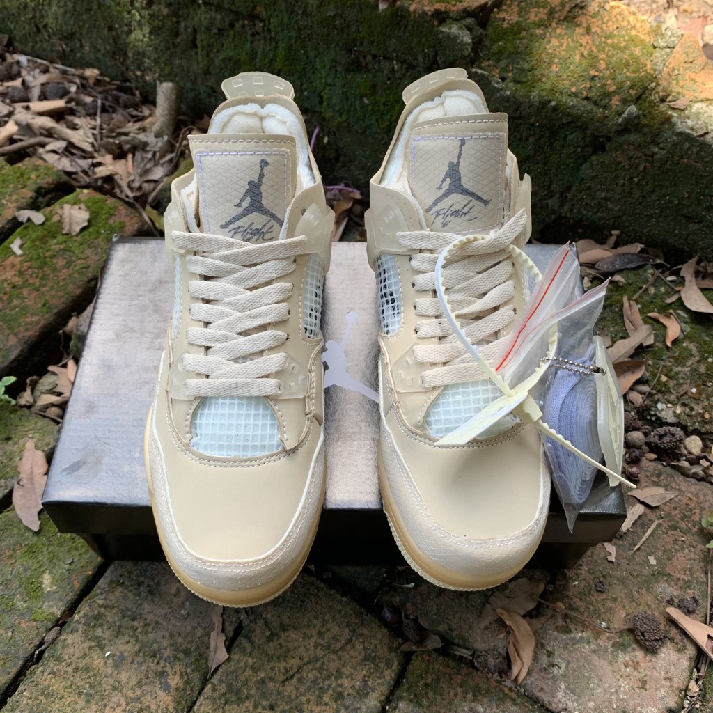 [FreeShip] Giày Thể Thao JD 4 Off White Sail màu kem, màu retro xanh tặng 3 dây kèm Full Box Bill phụ kiện