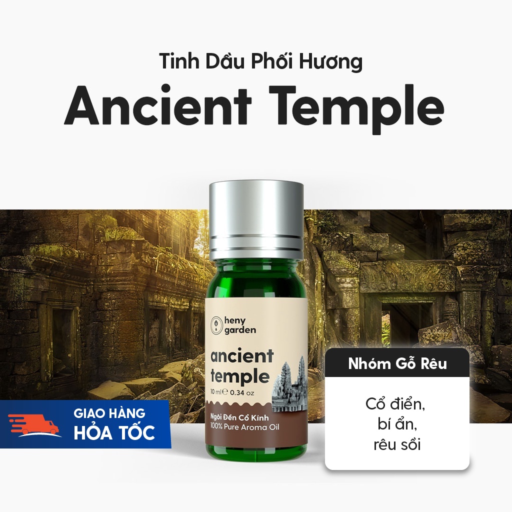 Tinh Dầu Phối Hương Ancient Temple (Gỗ Rêu) Xông Thơm Phòng, Làm Nến Thơm Thiên Nhiên Heny Garden 10mL