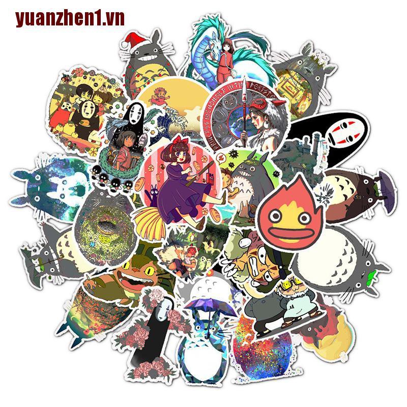 [YUANZHEN1] 50 Miếng Dán Hoạt Hình Totoro Spirited Away Girl Graffiti Chống Thấm Nước